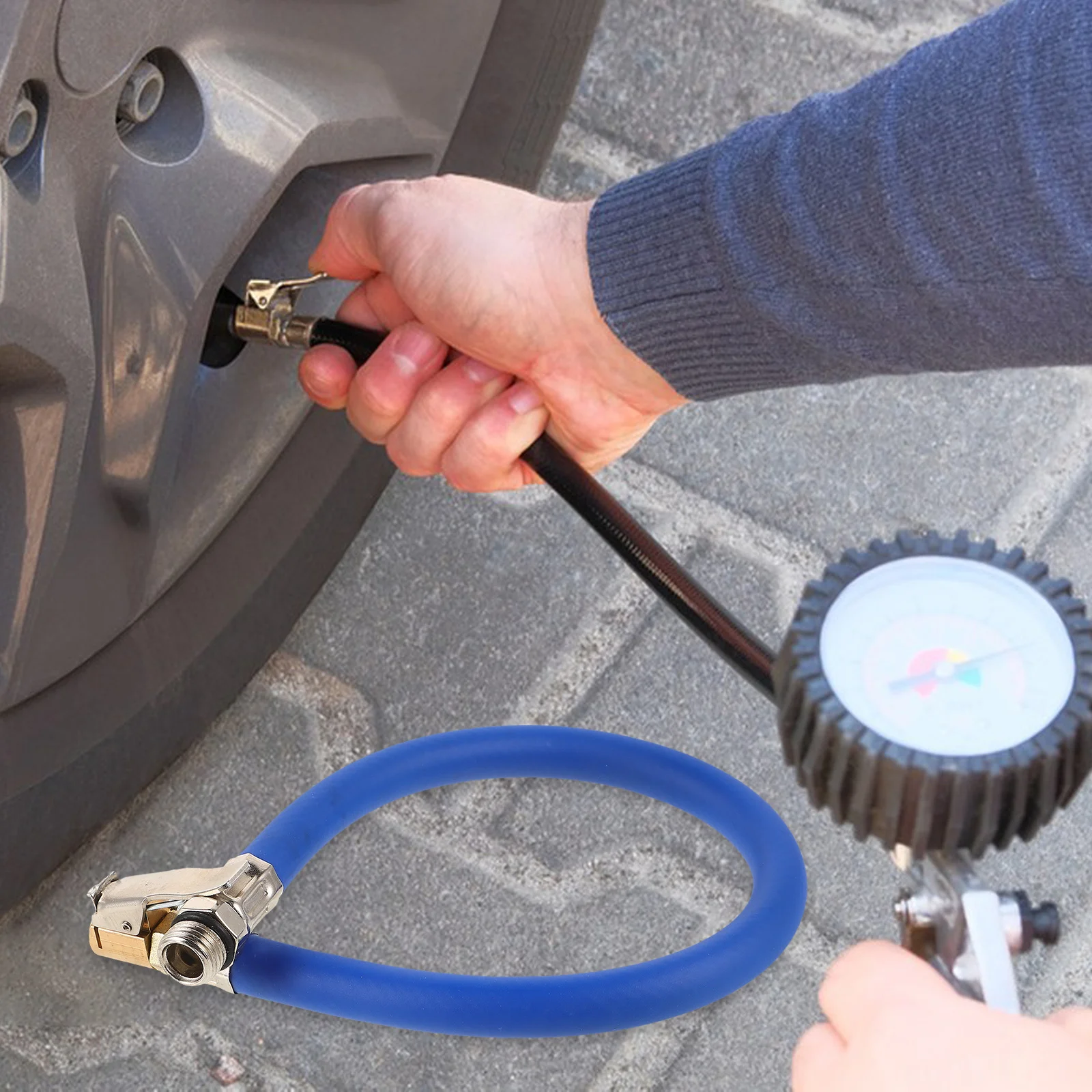 

Tire Pressure Gauge Extension Inflator Hose Replacement Air Compressor Hose Tube Portable Lightweight Inflation Tool for Car
