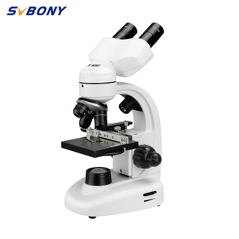 SVBONY SV605 mikroskop obuoczny z mikroskopami 80X-1600X z zestawami naukowymi, podwójnym oświetleniem LED + adapter do telefonu komórkowego