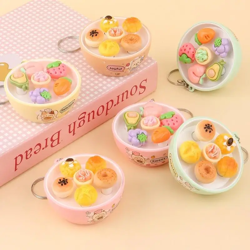 Mini Stress Relief Fidget Keychain Simulation Fruit Bowl Mole Play Toy Durable Anti-Anxiety for Kids Birthday Party Favors