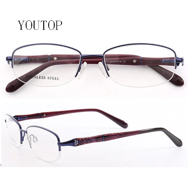 Trendy Oval Glasses Frame Metal Half Rim Prescription Eyeglasses Women Decorative Optical Myopia Spectacles Semi-Rimless Eyewear