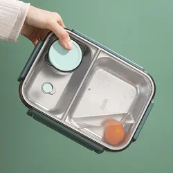 Stainless steel Lunch box for Adults Kids Students Portable Divided Bento Box with Tableware Leakproof Food Storage Containers