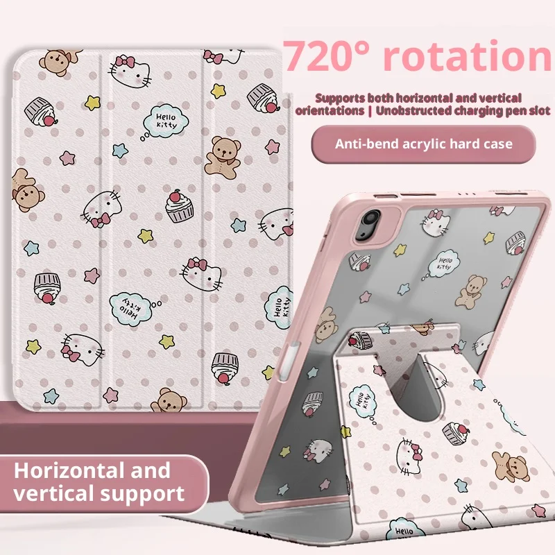 

Чехол MINISO Hello Kitty для iPad Funda Ipad Air3 4 5 10,9 дюйма M2 M3 Pro4 5 6 M4 Защитный чехол для iPad 9/10/11 A16 11 дюймов Чехол для планшета