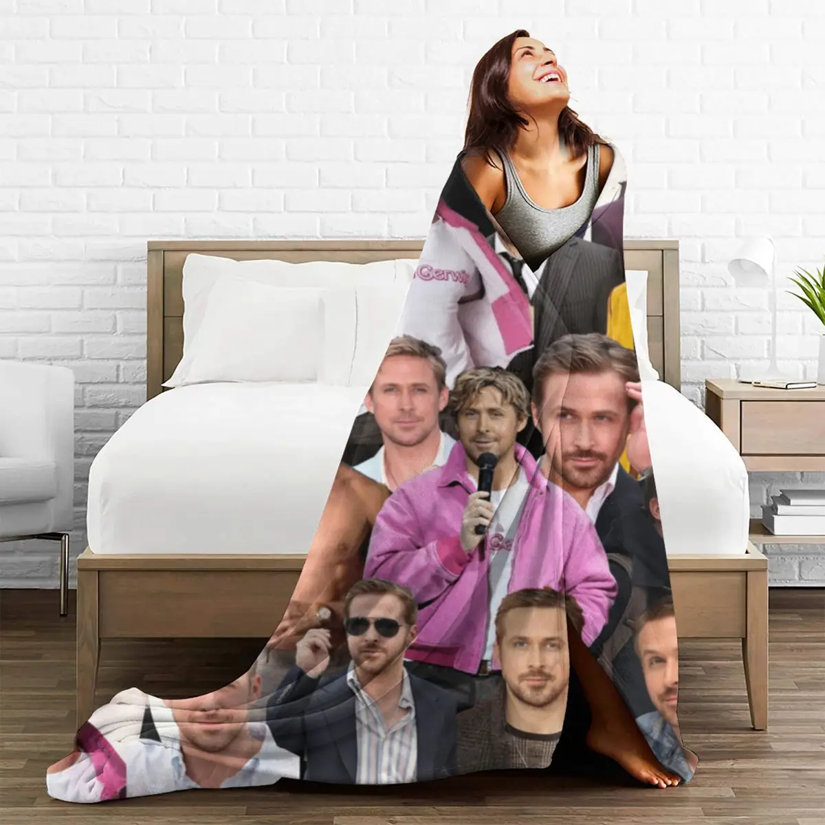 Barbenheimer Film Warm Soft Blankets Ryan Gosling Actor Photo Picnic Bedding Throws Custom Flannel Bedspread Sofa Bed Cover