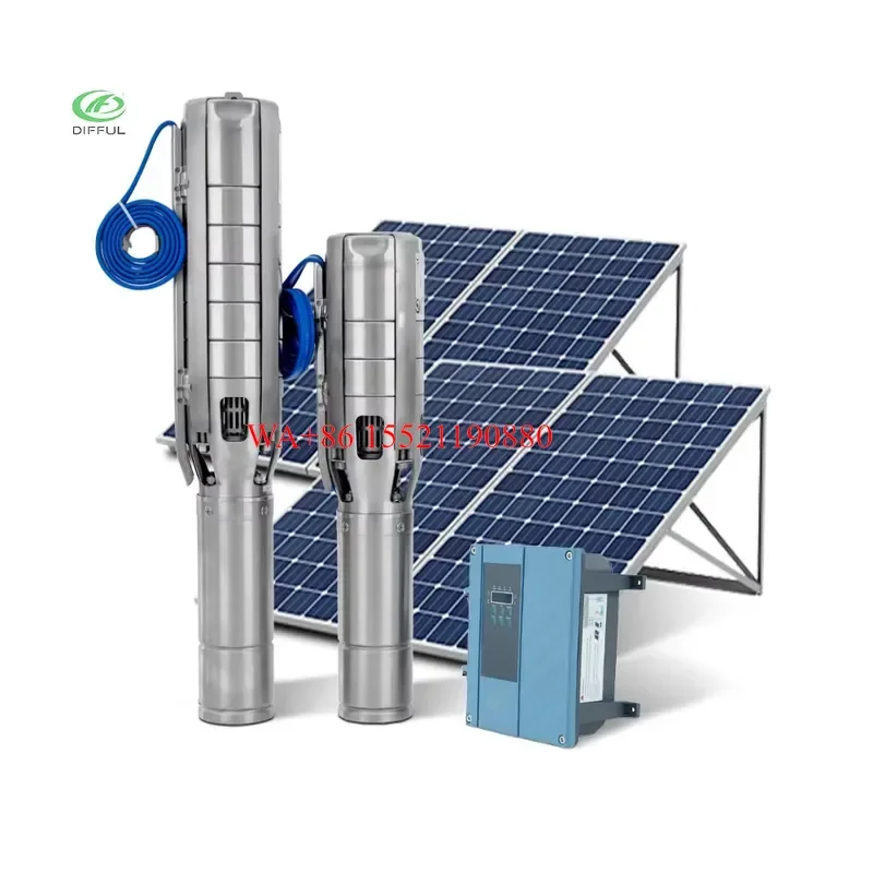 WMWMNU for AC DC Hybrid Solar Water Pump High Efficiency Submersible Solar Pump for Garden Irrigation Farming Water Supply