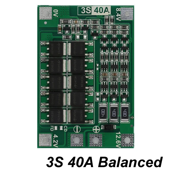 Защитная плата зарядного устройства литий-ионной батареи 3S 4S 40A 60A 18650 BMS для двигателя перфоратора 11,1 В 12,6 в/14,8 в 16,8 в с увеличителем баланса