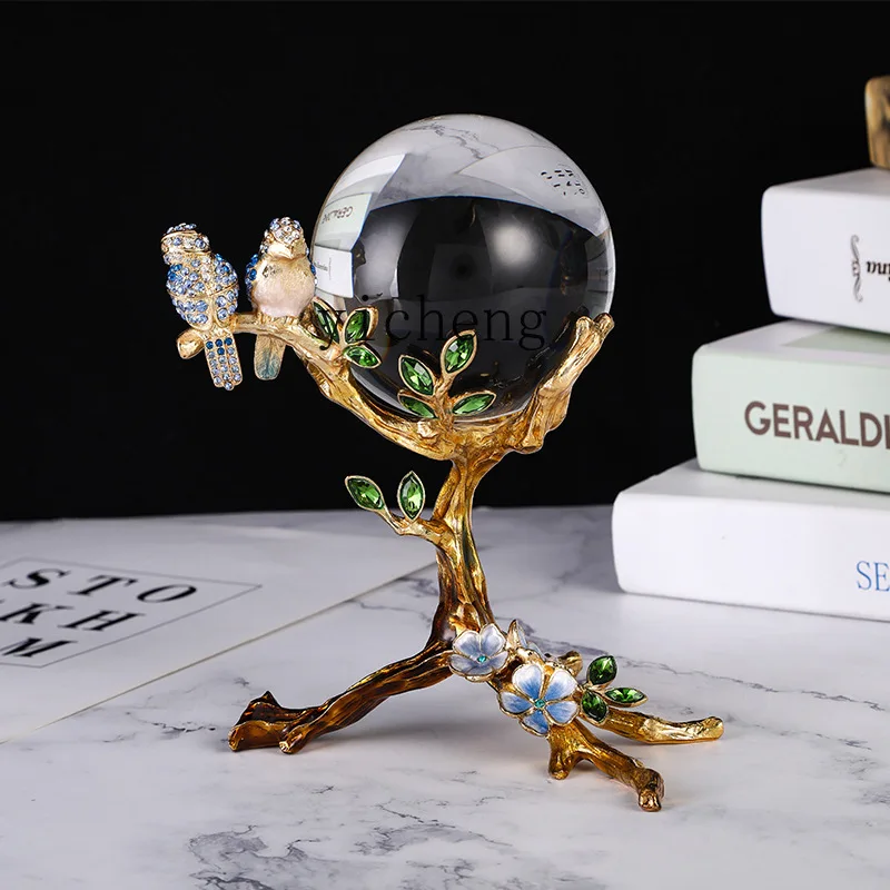 BJ4-9  light luxury crystal ball ornament, good luck to attract wealth, living room TV cabinet entrance enamel color