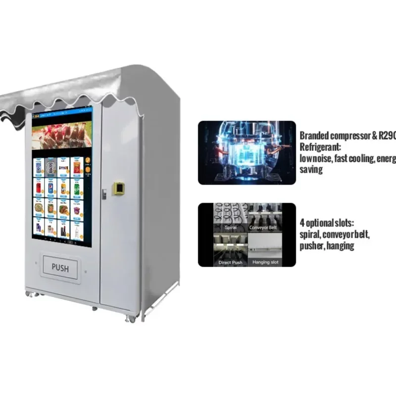 Commercial Drinking Water Vending Machine 55'Inch Full Screen Foods And Drinks Vending Machine Outdoor