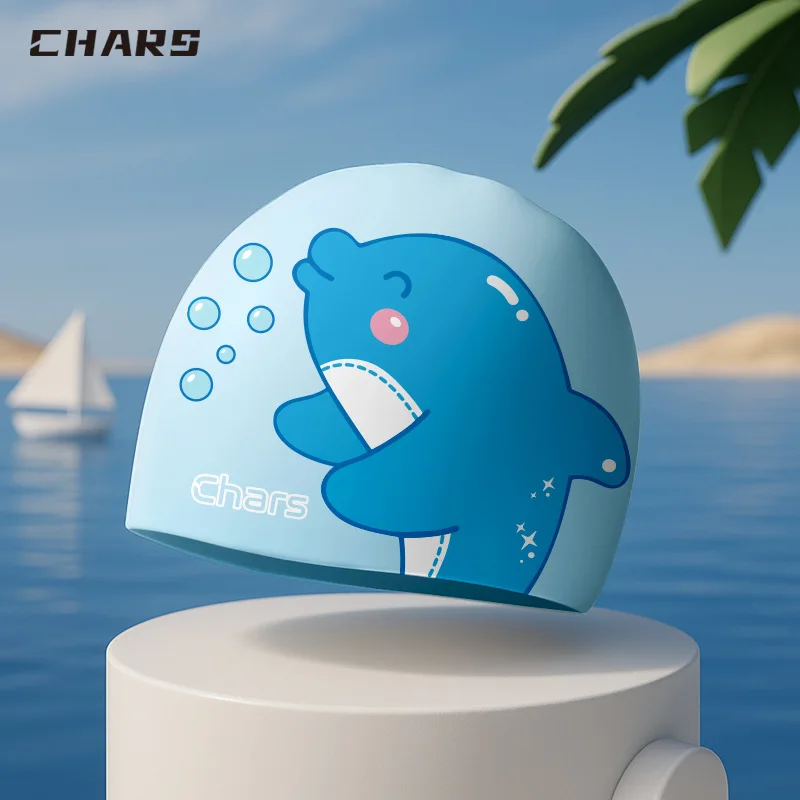 

Cute Swim Caps for Kids, Silicone Waterproof Ear Protection, Long Hair Swimming Cap, Cartoon Design Boys Girls Swim Gear