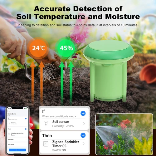 Imagen 2 del producto Medidor inteligente de humedad del suelo Tuya Zigbee, probador de temperatura y humedad, Monitor de plantas, Detector de plantación de jardín para Google Alexa