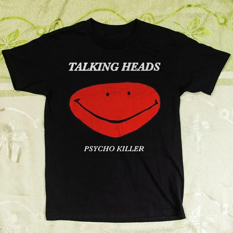Talking Heads Psycho Killer Red Face Black Cotton T shirt S 4XL