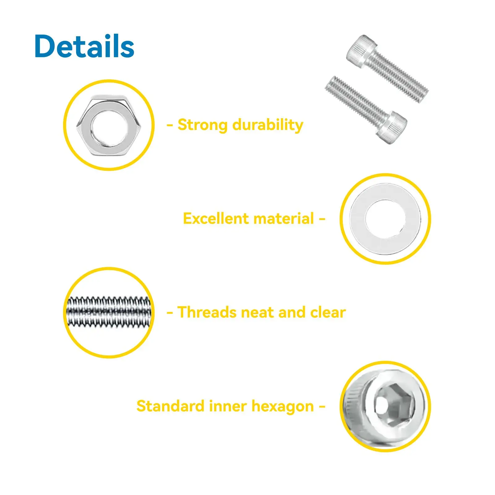 WZHUIDA M2 M3 M4 Metric Screw Assortment Hex Socket Head Cap Bolts Stainless Bolts Nuts Washers Kit with 1 Hex Allen Wrenche