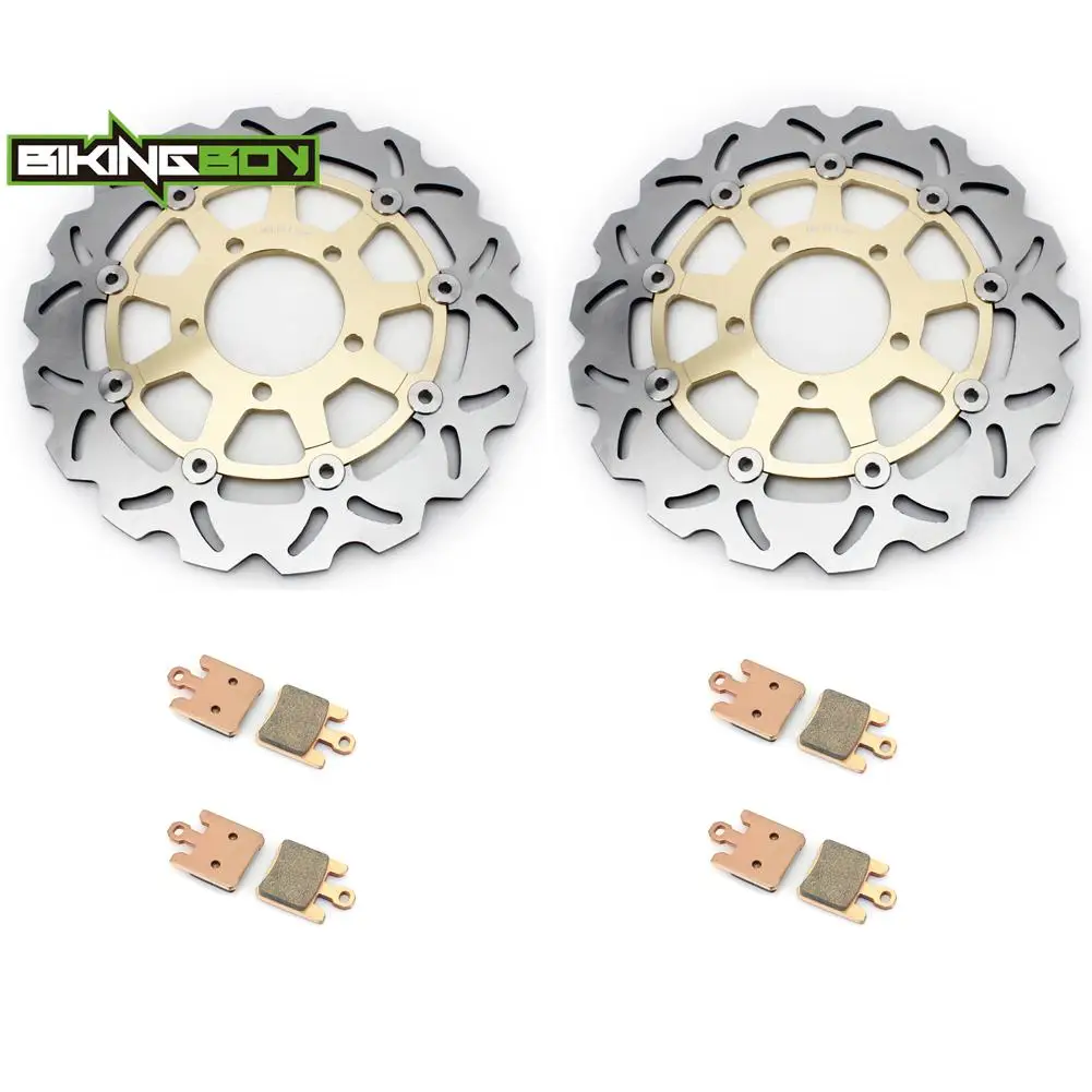 BIKINGBOY For Ninja ZX6R 95-15 96 97 98 99 00 01 02 03 04 05 06 07 08 09 10 11 ZX-6R ABS 13 14 15 Front Brake Discs Rotors Pads