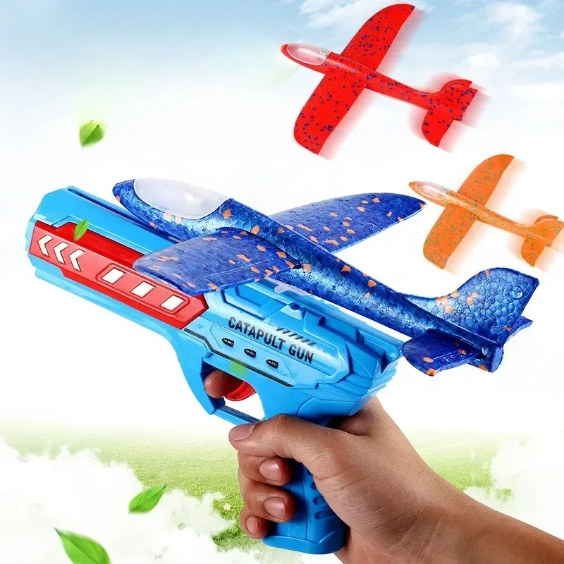 Catapult Airplane Gun Toy Boy Boy Hand Toss Airplane Gliding Resistant Foam Airplane Stall Toy Air Soft  Guns