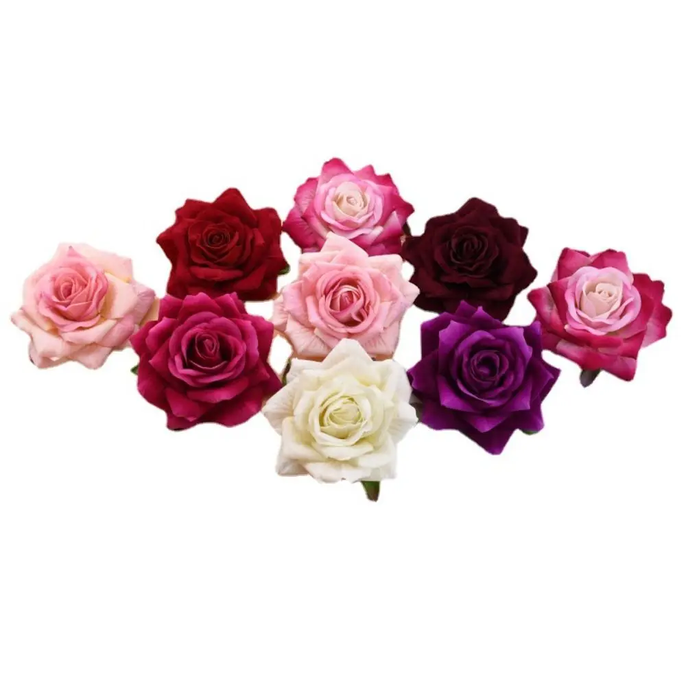 10CM Silk Roses Head Real Touch DIY Artificial Roses Flowers Handmade Non-Fading Fake Flowers Christmas Decor