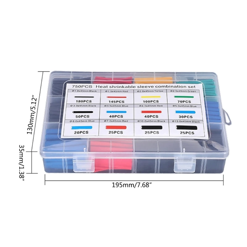 방수 열 수축 슬리브 열 수축 튜브 세트 다양한 용도로 750개 Dropship