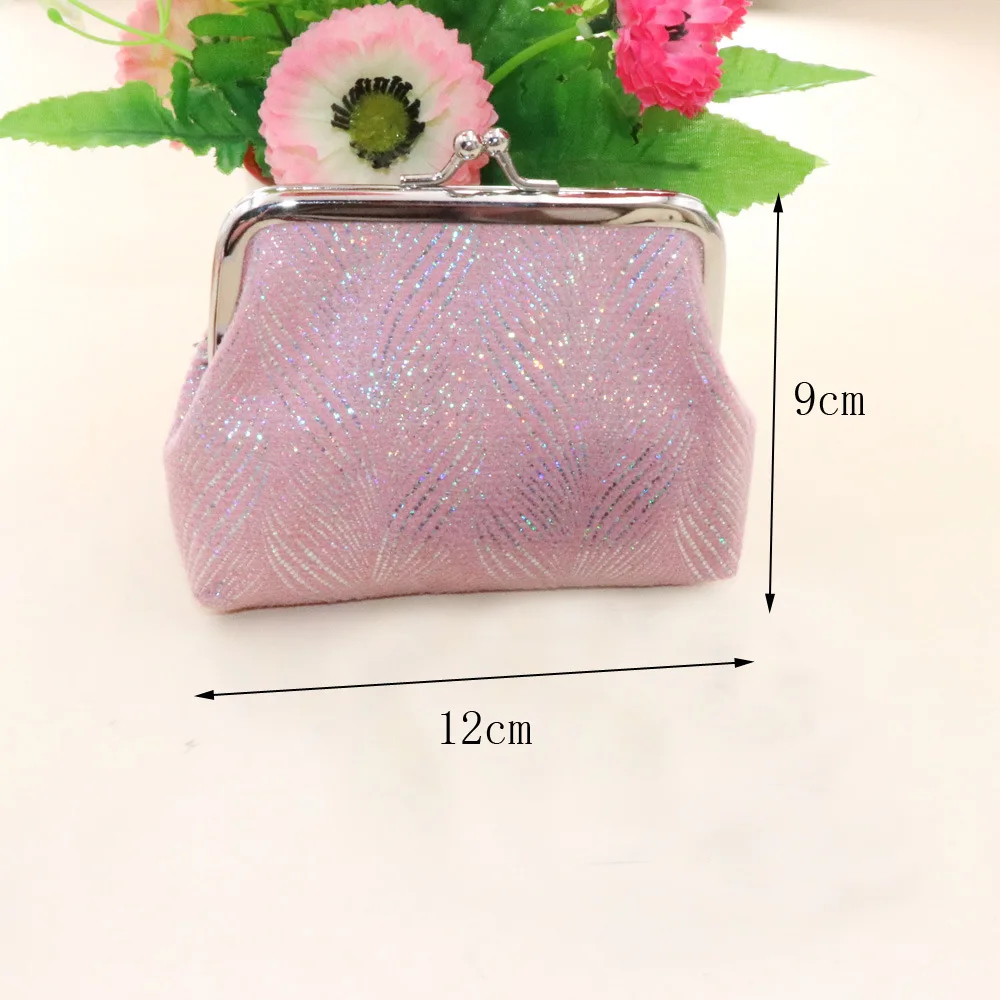 

Women's Velvet Small Wallet Short Card Holder with Metal Buckle Clip Portable Mini Bag Lipstick Earphones Storage Mini