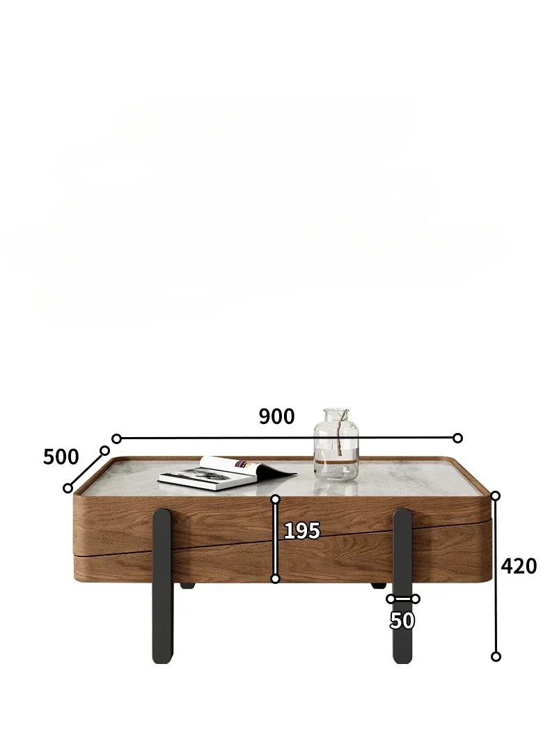 Hot SalesNordic Rectangular Rock Slab High And Low Coffee Table Combination