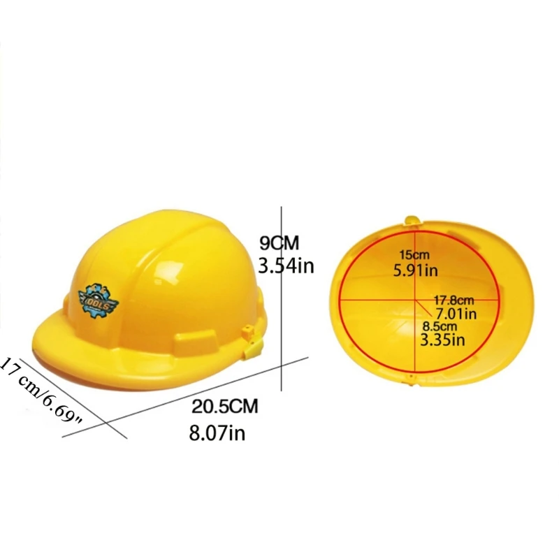 Mini Hard Hat for Kids Carpenter Tool Toy Developmental Helmet Kids Interactive Pretend Play Game Cos Play Costume Set M89C