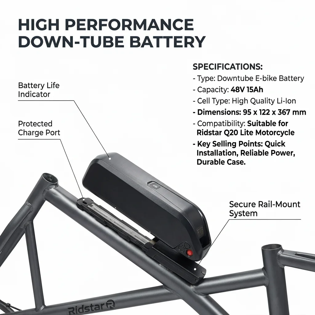 

Аккумулятор Hailong для электровелосипеда 48В 15Ач для Ridstar Q20 Lite, водонепроницаемый литиевый аккумулятор с зарядным устройством для мотоцикла и велосипеда