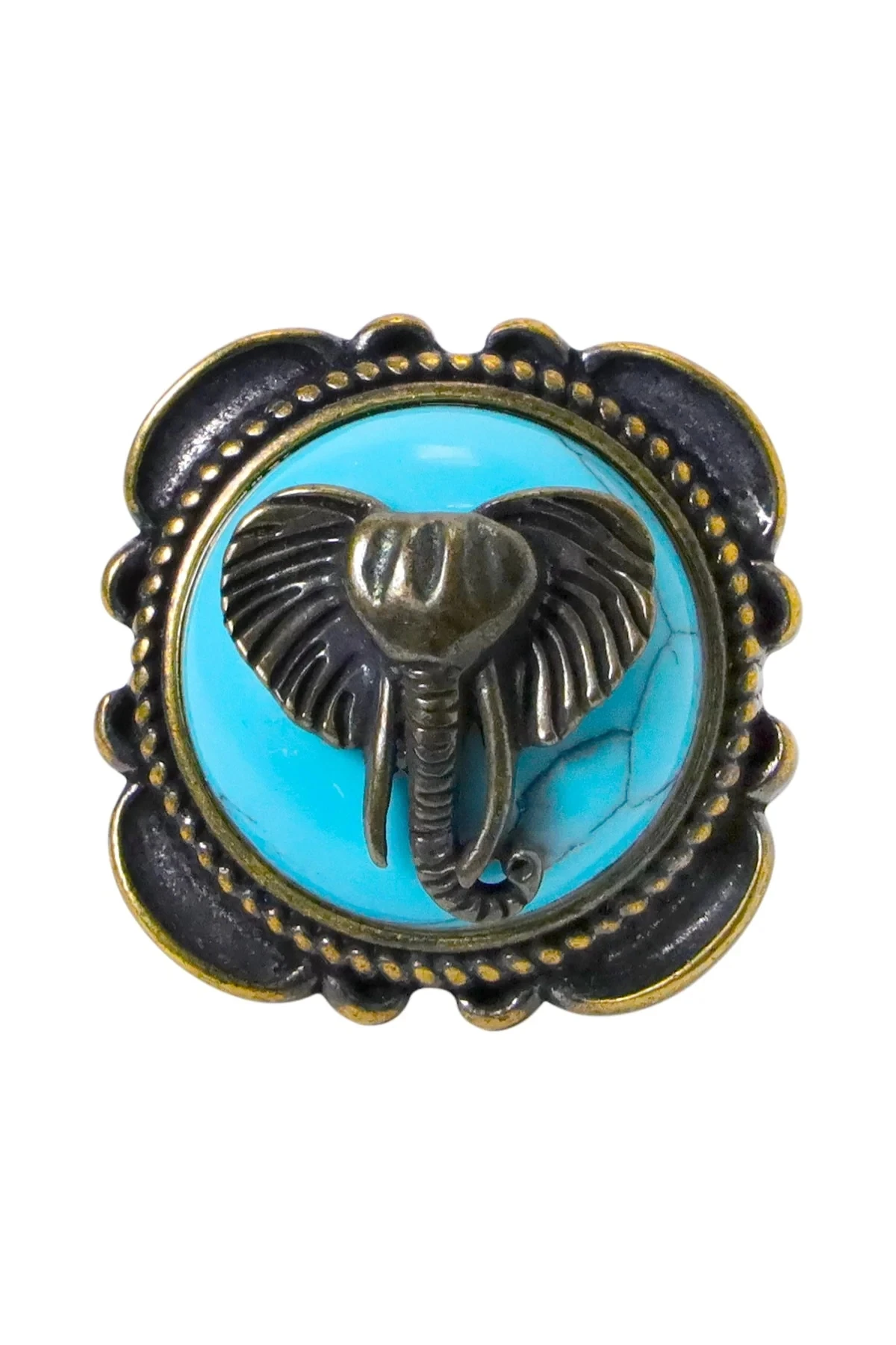 

Turquoise Howlite Elephant Statement Ring