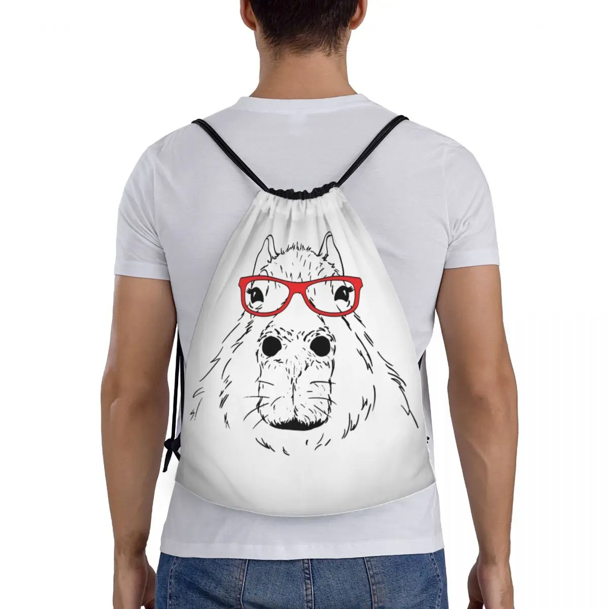 Brille Capybara niedlichen Kordel zug Rucksack Fitness studio Sport Sackpack String Tasche für die Übung