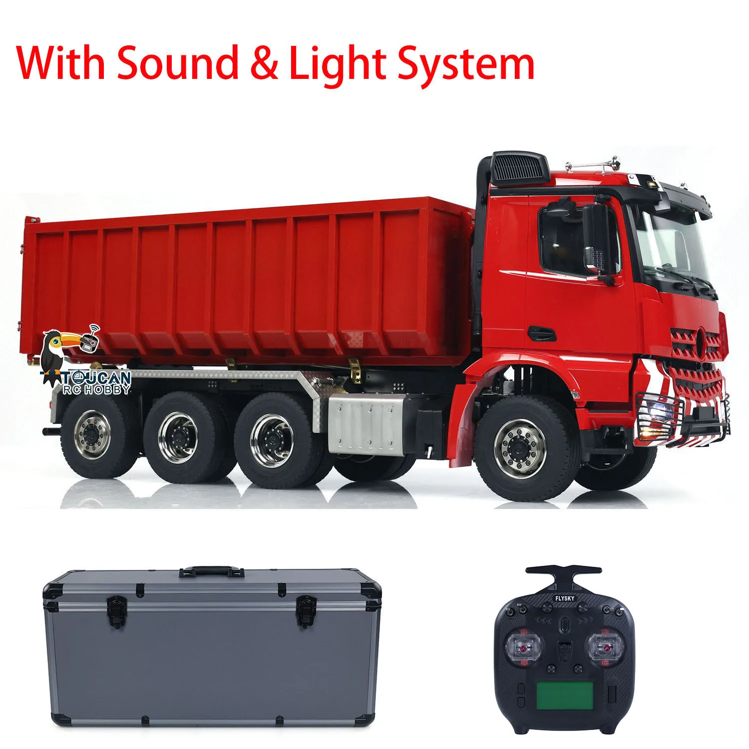 8x8 RC Hydraulic 1/14 Dumper Truck Roll On Off Full Dumper Car Model Rear Axle Steering and Lifting with Light Sound RC Toy