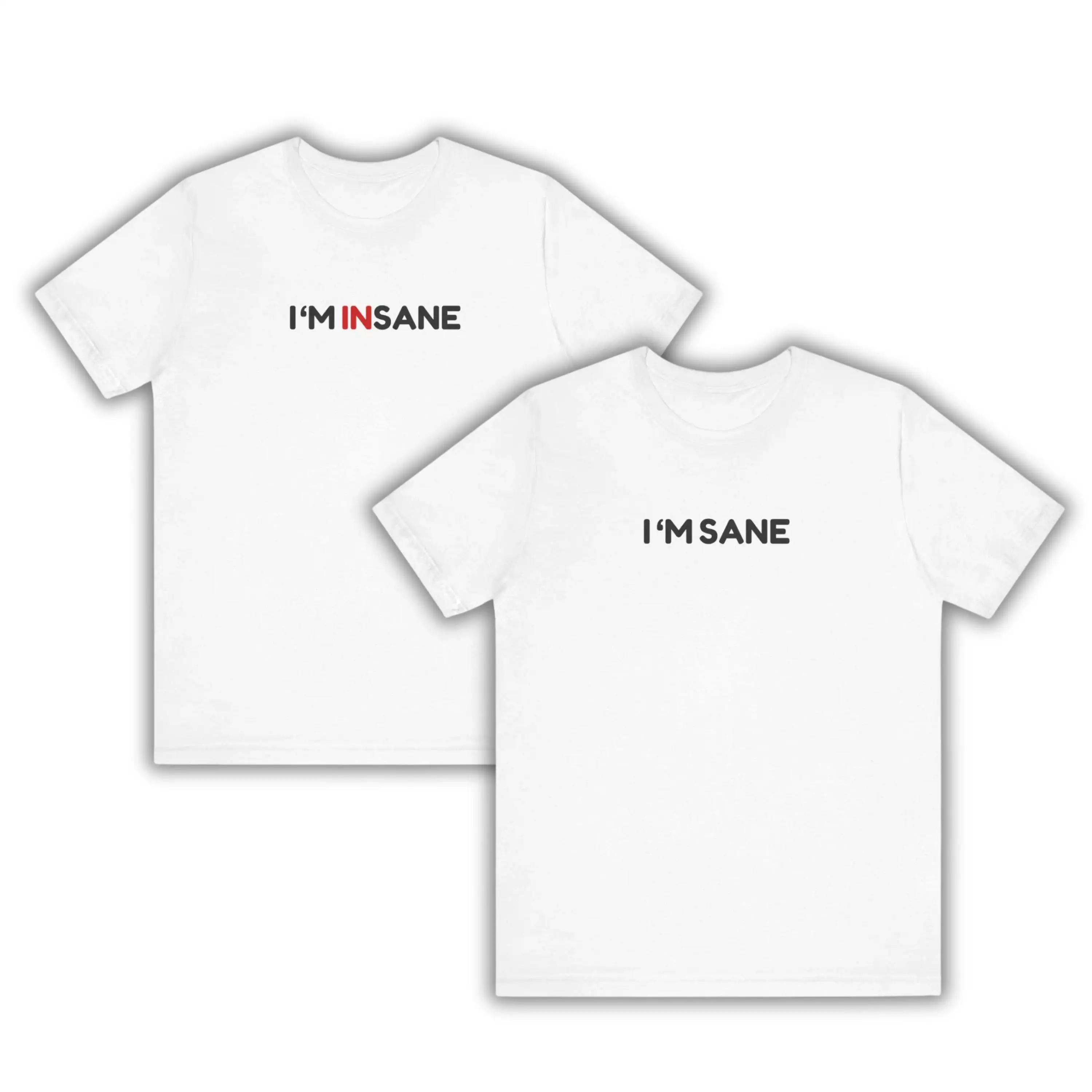 Funny Valentine's Day Couple T-shirt - I'm Crazy&I'm Normal | Funny Couple T-shirt, Adult Humorous Pure Cotton Material T-shirt