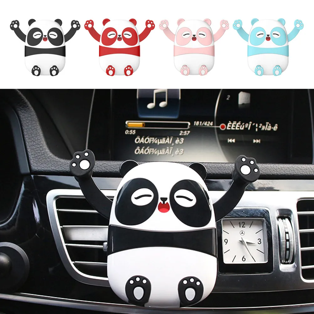 Cartoon Panda Car Phone Holder Universal 360 Degree Rotatable Mount for Smartphones Air Vent Navigation Stand Blue