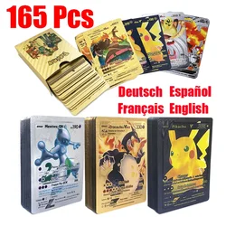 Tarjetas de lámina dorada de Pokémon VSTAR VMAX EX GX, 165 piezas, inglés, francés, alemán, español, Charizard, Pikachu, Arceus