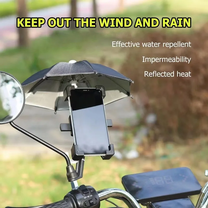 Cycling Phone Holder Sunshade Motorcycle Electric Vehicle Bracket Navigation Holder Small Umbrella Sun Protection Accessories