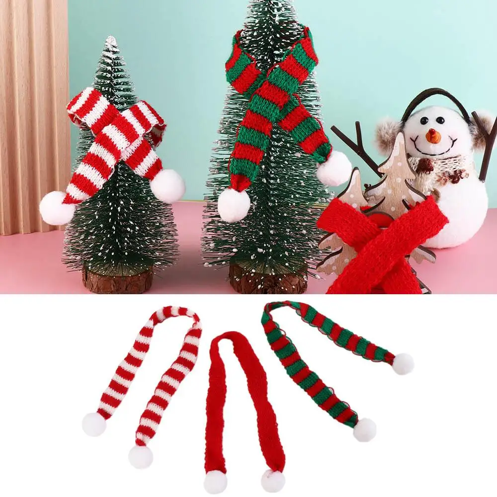 1Pc Red And White Mini Christmas Scarf Christmas Stripes Red Wine Bottle Knit Scarf Doll Cover Xmas Party