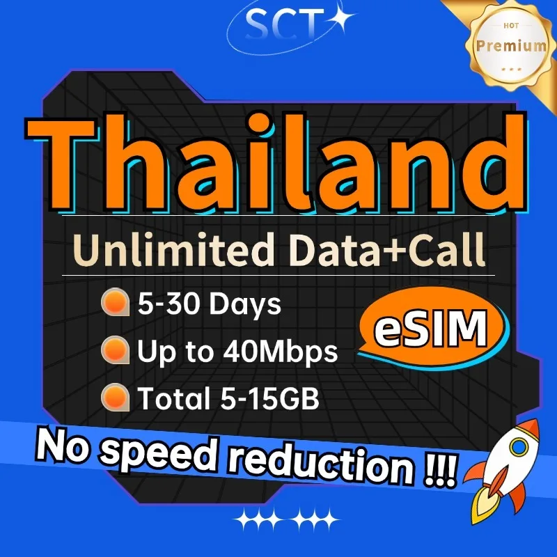 Thailand eSIM 8-30 Days LTE High speed Unlimited Internet Data + Calls +SMS only support eSlM