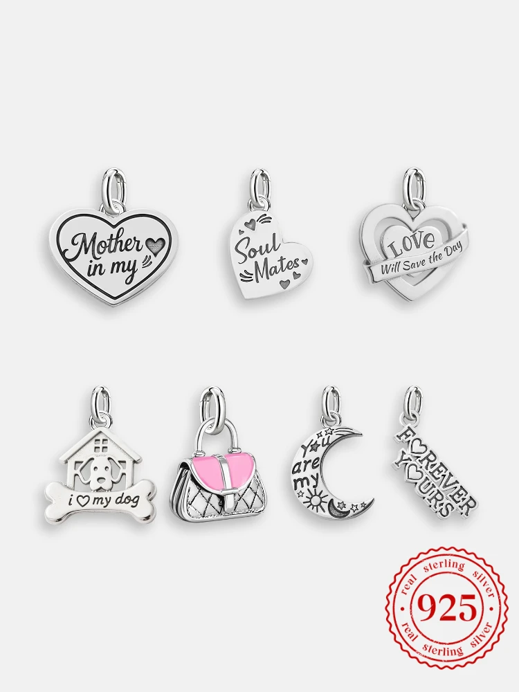 Adjustable 925 Sterling Silver Vintage Pendants Star Moon Wallet Charms Beads Fit Original Bracelet Bangles Necklace DIY Jewelry