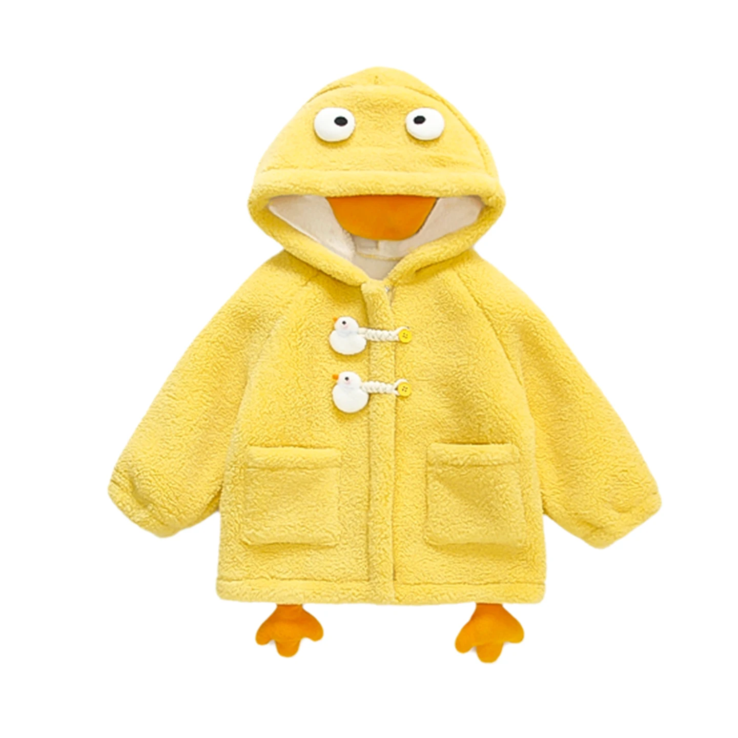 女の子用裏地付きフード付きジャケット 秋冬新作 スタイリッシュな子供服 ファッション性の高いコットンコート ベビーガールズ向け