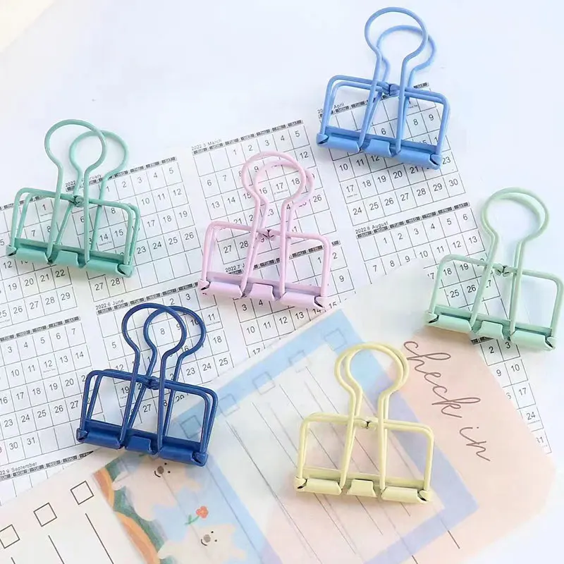 6pcs/Lot High Quality Colors Metal  Paper Clip Binder Clips Page Holder Office Study Binder Office School Desk Organizer