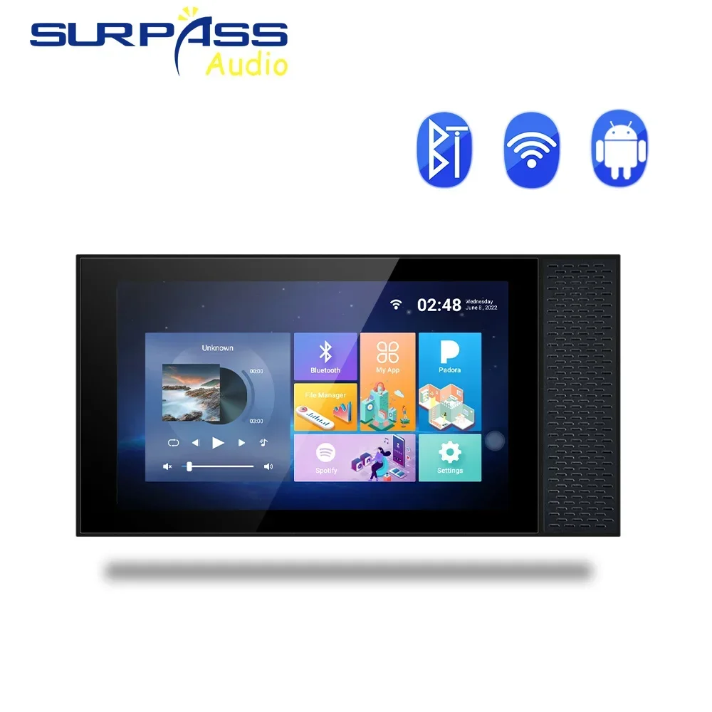 7-inch HD Touch Screen Home Theater Amplifier with Built-in WIFI Android 8.1 System with RS485 Port Bluetooth Background Music