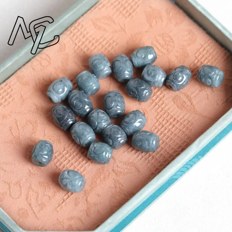 5PC Natural Blue Water Jade Ripple Bucket Beads DIY Bracelet Earrings Charm Jewellery Fashion Accessories Amulet Gift Women Men view 4