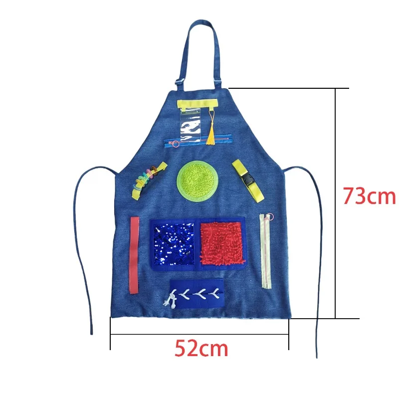 Cowboy Sensory Apron Toy Sensory Blanket Touch Toy Perception Apron Zipper Bamboo Buckle Bead Assisted Memory Awareness Training