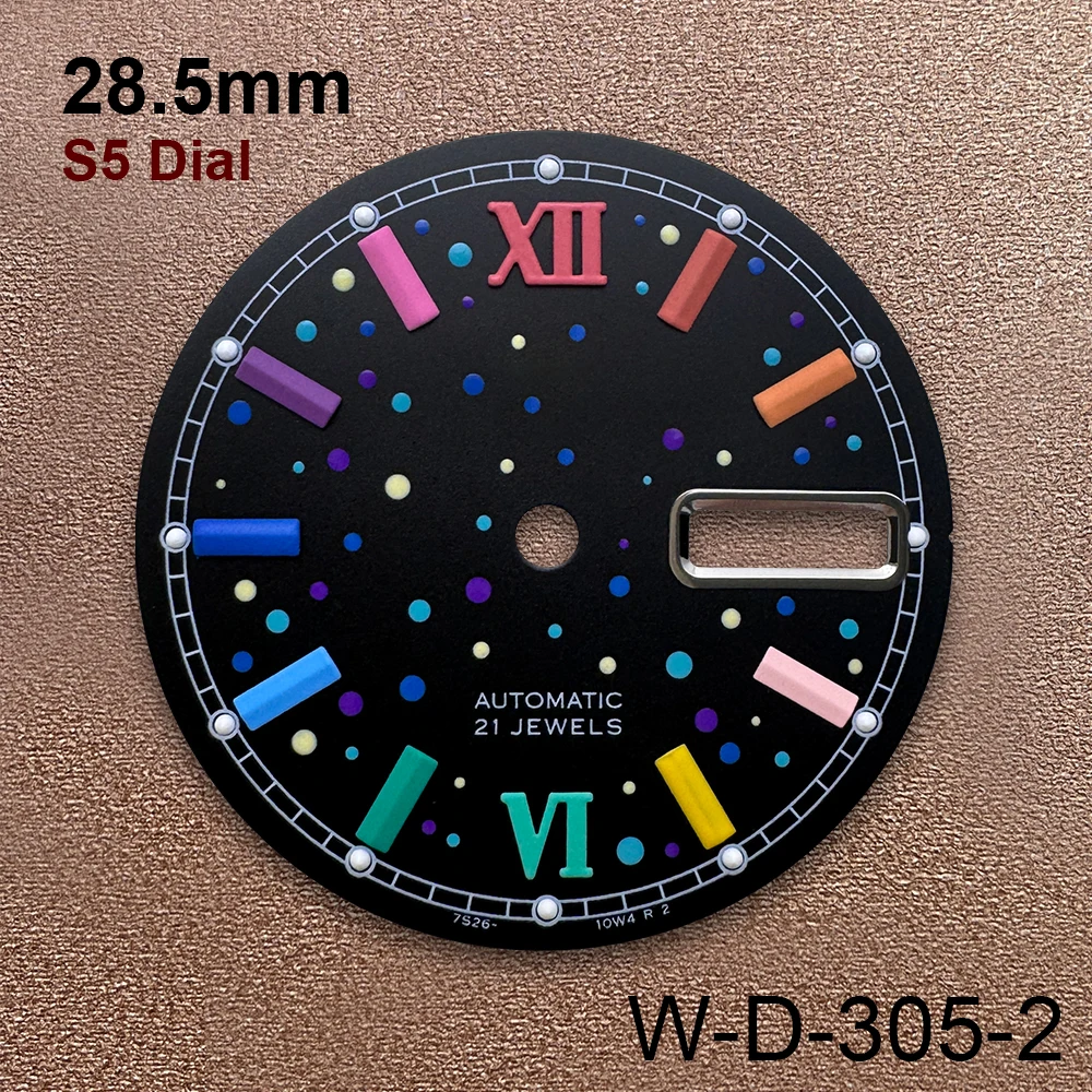 Tarcza 28,5 mm z logo S5, wzór rzymski, pasująca do mechanizmów NH36/4R36 Janpan, kolorowa, wysokiej jakości, akcesoria do modyfikacji zegarków.