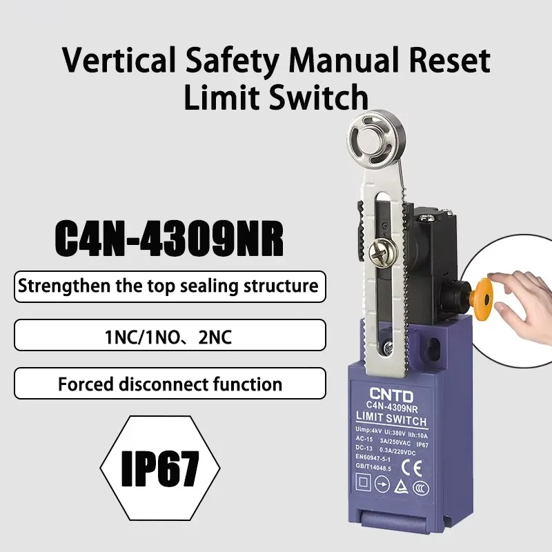 CNTD C4N-4309NR Adjustable Ball Swing Rod Metal Swing Rod Metal Ball Vertical Manual Reset Safety Limit Switch IP67 3A 250VAC