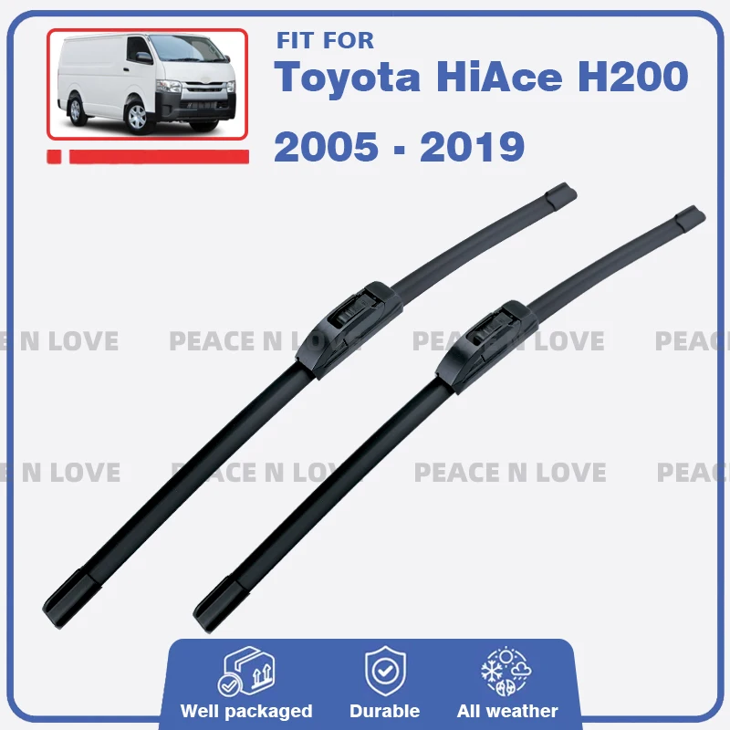 For Toyota HiAce H200 Van 2005 - 2019 Front Wiper Blades Windshield Windscreen Refills Rubber Brushes Accessories 2013 2016 2018