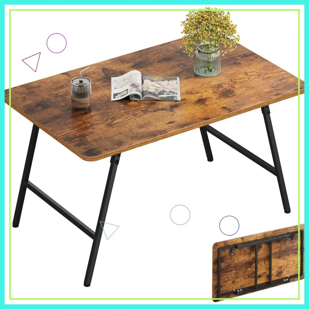 

Складной журнальный столик, портативный столик, сборка не требуется для гостиной, дома, рустикальный коричневый