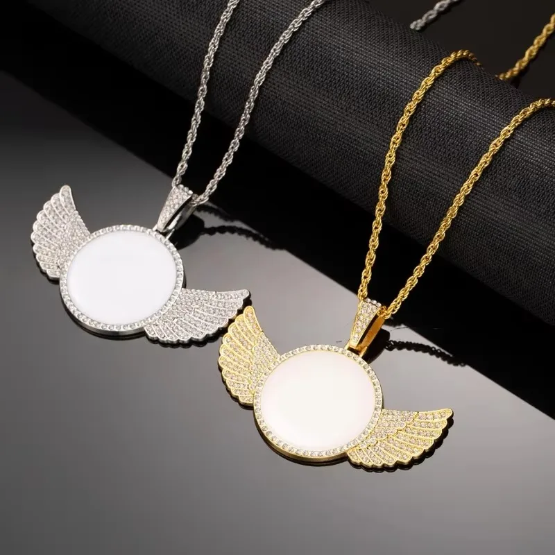 Customized Wings Diamond Inlaid Photo Necklace Personalized Fashion Cool Hip Hop Couple Family Accessories Commemorative Gift - Image 4