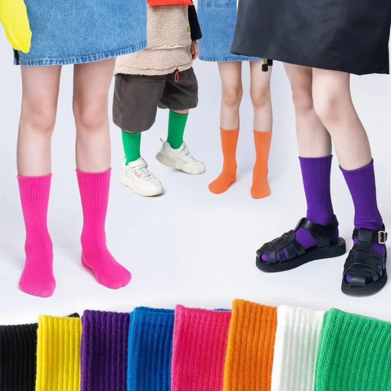 Children Fashion Mid Calf Long Socks Boys Girls Spring Autumn Striped Socks Baby Kids School Student Uniform Socks Sport Clothes