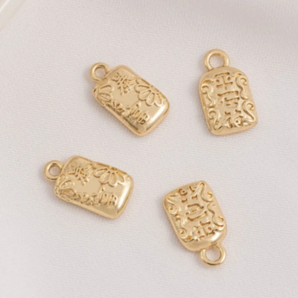 1 قطعة دلايات النحاس 14K الذهب اللون الحصول على الغنية شنق العلامات السلام سحر المعلقات الصغيرة اليدوية أساور يدوية مجوهرات اكسسوارات