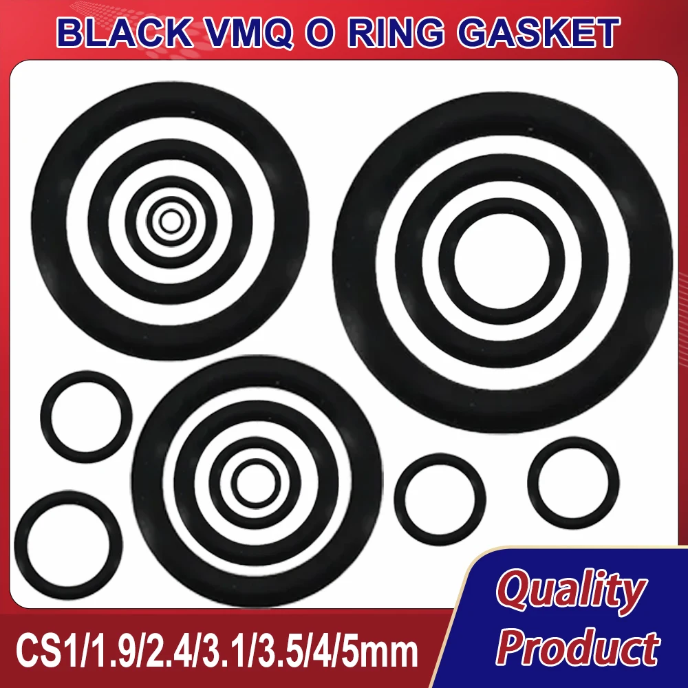 10-300pcs CS1-5mm OD30-100mm Black High Temperature Oring Gasket Washers VMQ O-ring silicone Insulated Sealing Thickness Rubber