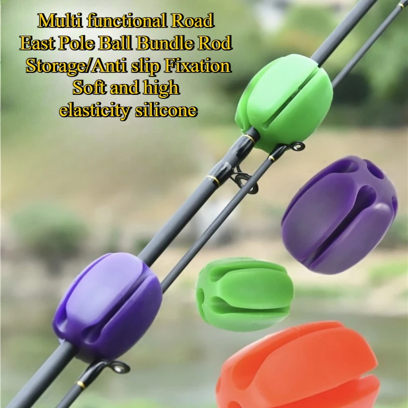 2pc Silicone String Fishing Rod Ball Retractor Protective Case Storage Fixed Buckle Rod Bind Device Fishing Gear Outdoor Fish CN