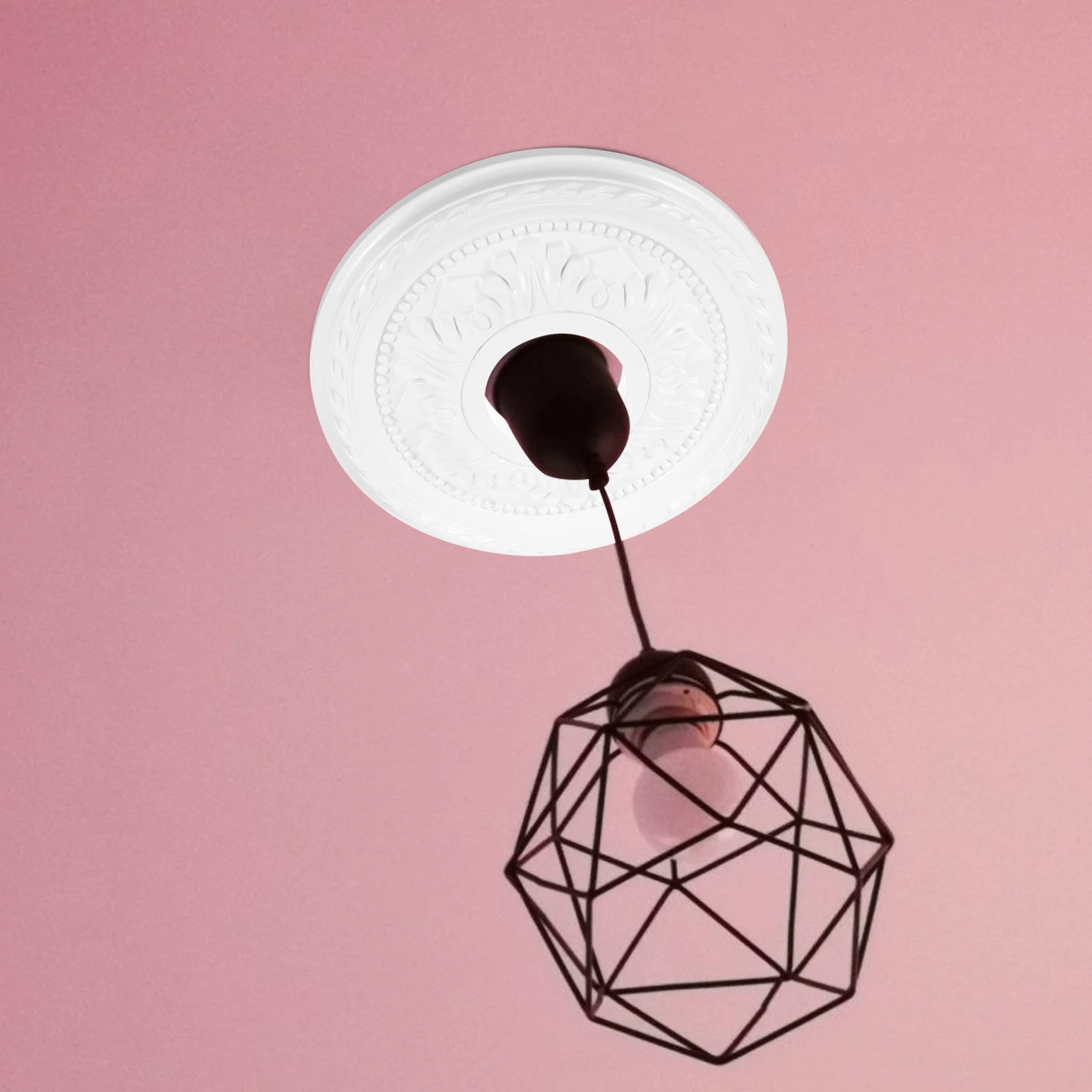 

1pcs White PU PVC Ceiling Medallion Round Light Fixture Base for Home Office Decorative Chandeliers easy French style