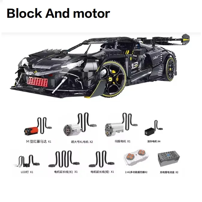 

New 10627 Technical 1:8 RC Sports Car 296 Building Blocks Model Vehicle Bricks Assembling Educational Halloween, Christmas gifts