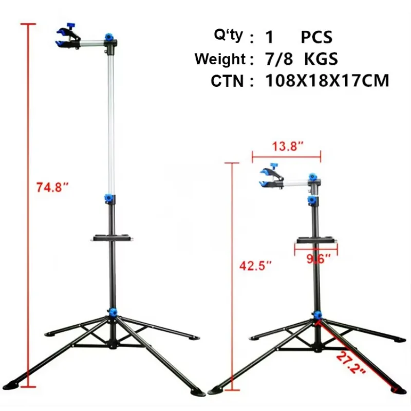 Foldable Aluminum Bike Repair Stand Adjustable Floor Display Work Station